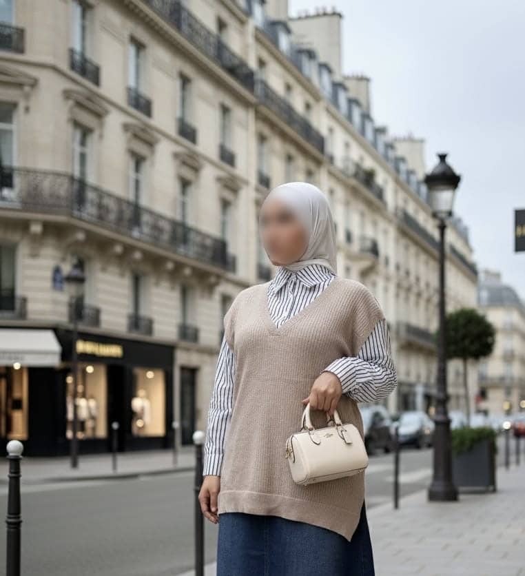 chemise pull beige - samira paris boutique de vêtements mastour en ligne