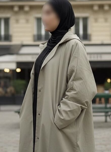 Manteau oversize imperméable vert clair